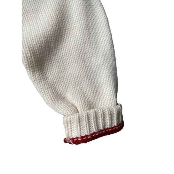 Vtg silton Knit Sweater ram horns Men Large brown cream Red Stripe Reindeer - Picture 4 of 10